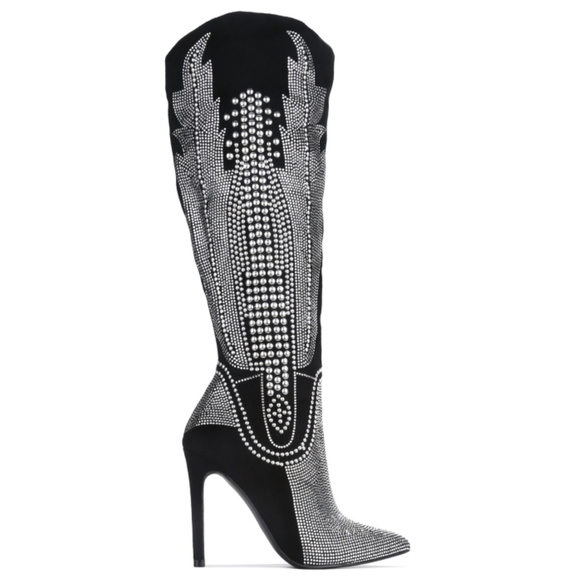 𝙇𝙖𝙨𝙩 Siz 6 💎🎥Rhinestone & Studded Boot - Picture 3 of 15
